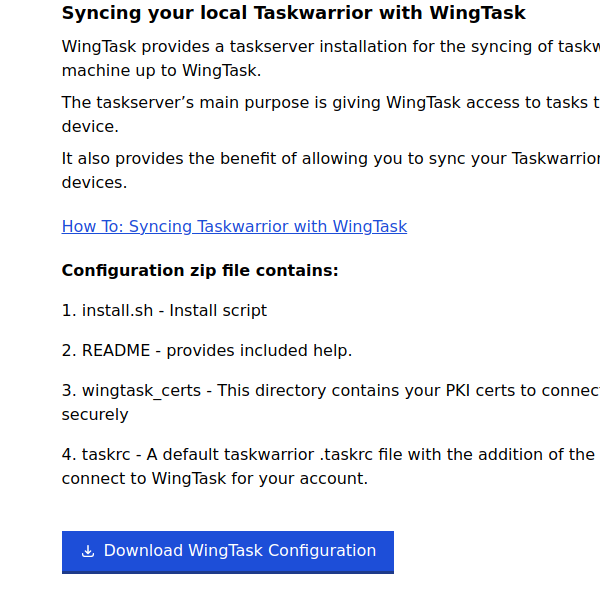 Download wingTask configuration button